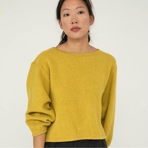 Elizabeth Suzann Mustard Yellow Fuzzy Crewneck Sweater